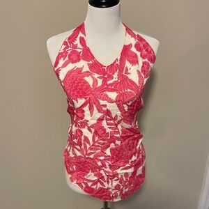Farm Rio Floral Halter Neck Top - Pink and Cream Size XS